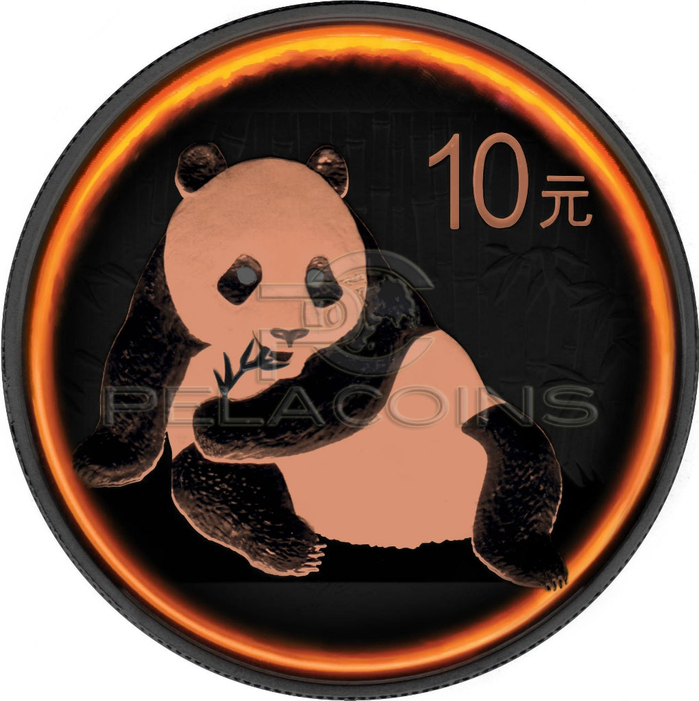 China 2015 10 Yean Eclipse of the Sun - Panda 1oz Black Ruthenium - Rose Gold Plated