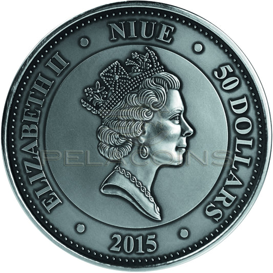 Niue Island 2016 50$ Mars Martian Meteorite NWA 6963 1 KG Silver