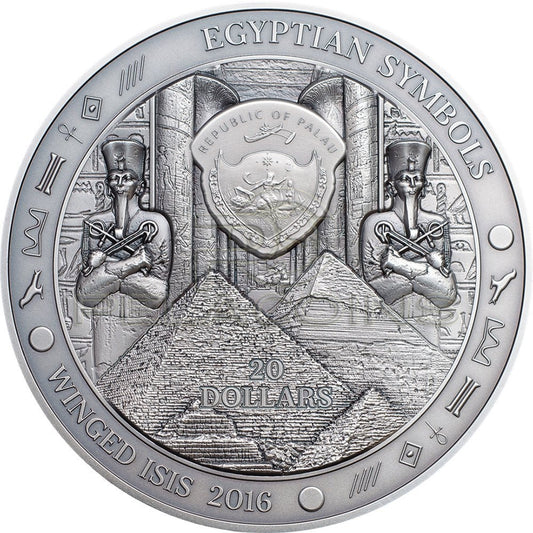 Palau 2016 20$ Winged ISIS - Egyptian Symbols 3oz