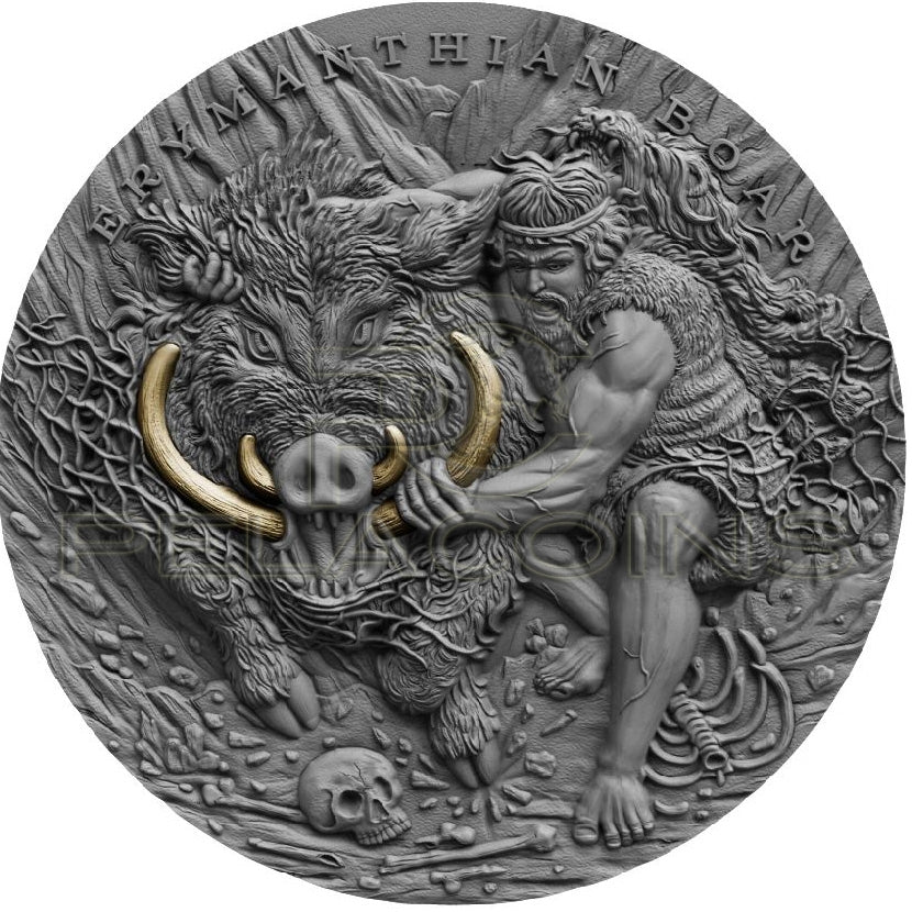 Niue 2020 5$ ERYMANTHIAN BOAR Twelve Labours of Hercules 2oz