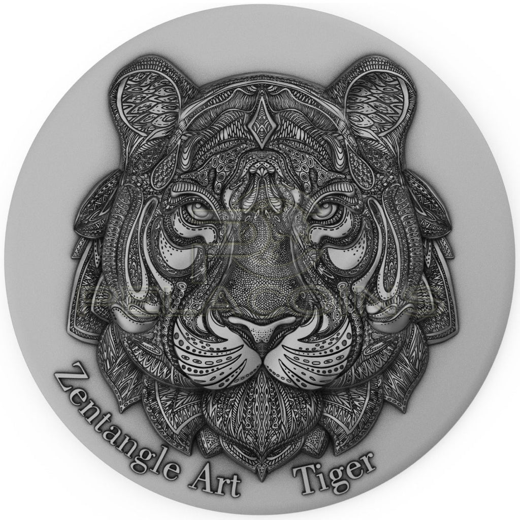 Niue Island 2021 5$ TIGER Zentangle Art 2oz