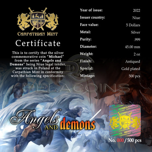 Niue 2022 5$ Angels and Demons - Michael 2oz