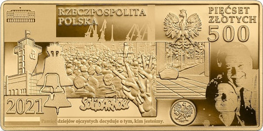 500 zł + 20 zł, moneta złota + banknot Lech Kaczyński. Warto być Polakiem, 2021