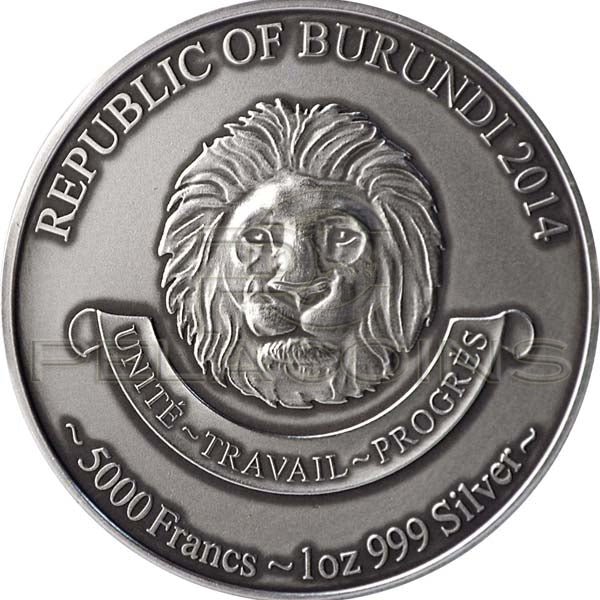 Burundi 2014 5000 Francs The African Baby Five - Baby Leopard Antique finish