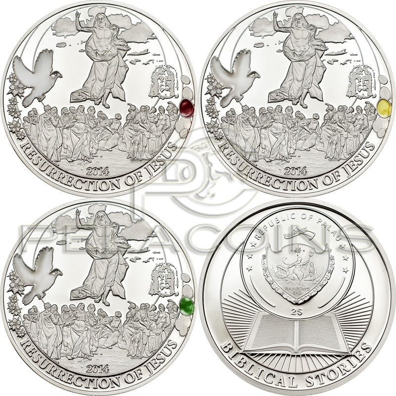 Palau 2014 2$ Resurrection of Jesus (easter egg) 3 coin Set