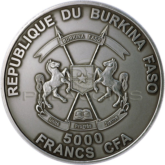 Burkina Faso 2013 5000 Francs Baby Smilodon 4oz - Saber Toothed Tiger - Real eye effect