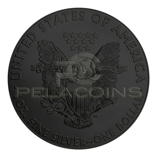 USA 2014 1$ Burning American Eagle Walking Liberty 1oz Black Ruthenium - Gold Plated