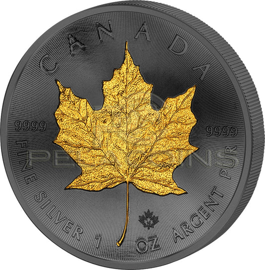Canada 2015 5$ Maple Leaf Golden Enigma 1oz Ruthenium Goldplated Silver Coin