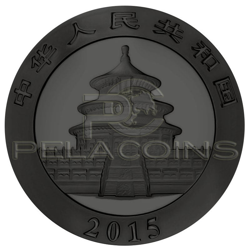 China 2015 10 Yuan Burning Panda 1oz Black Ruthenium - Gold Plated