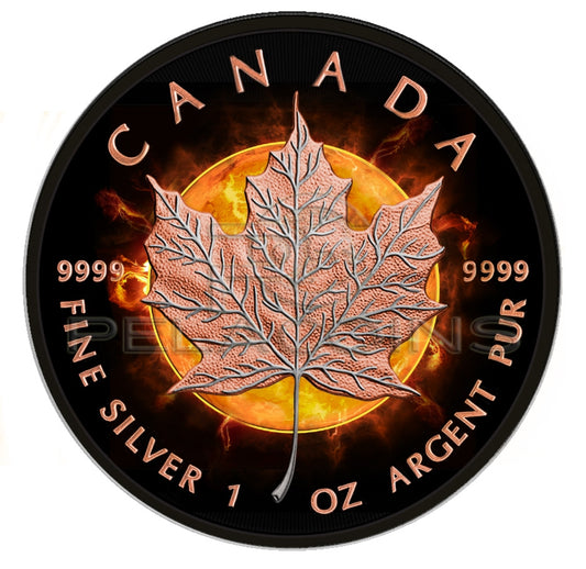 Canada 2016 5$ Maple Leaf - Eclipse of the Sun 1oz Black Ruthenium, Platinum and 24kt Rose Gold Plated