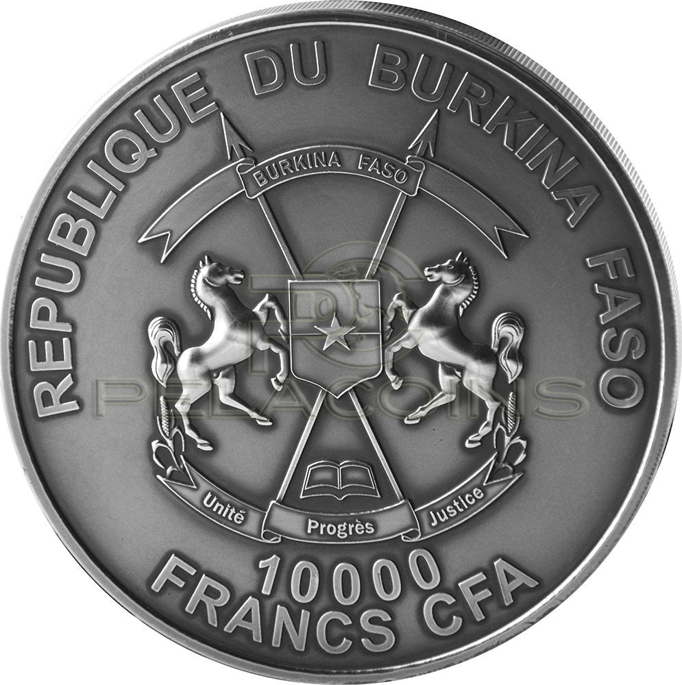 Burkina Faso 2015 10.000 Francs Mammoth Family - Real Eyes Prehistoric 1KG