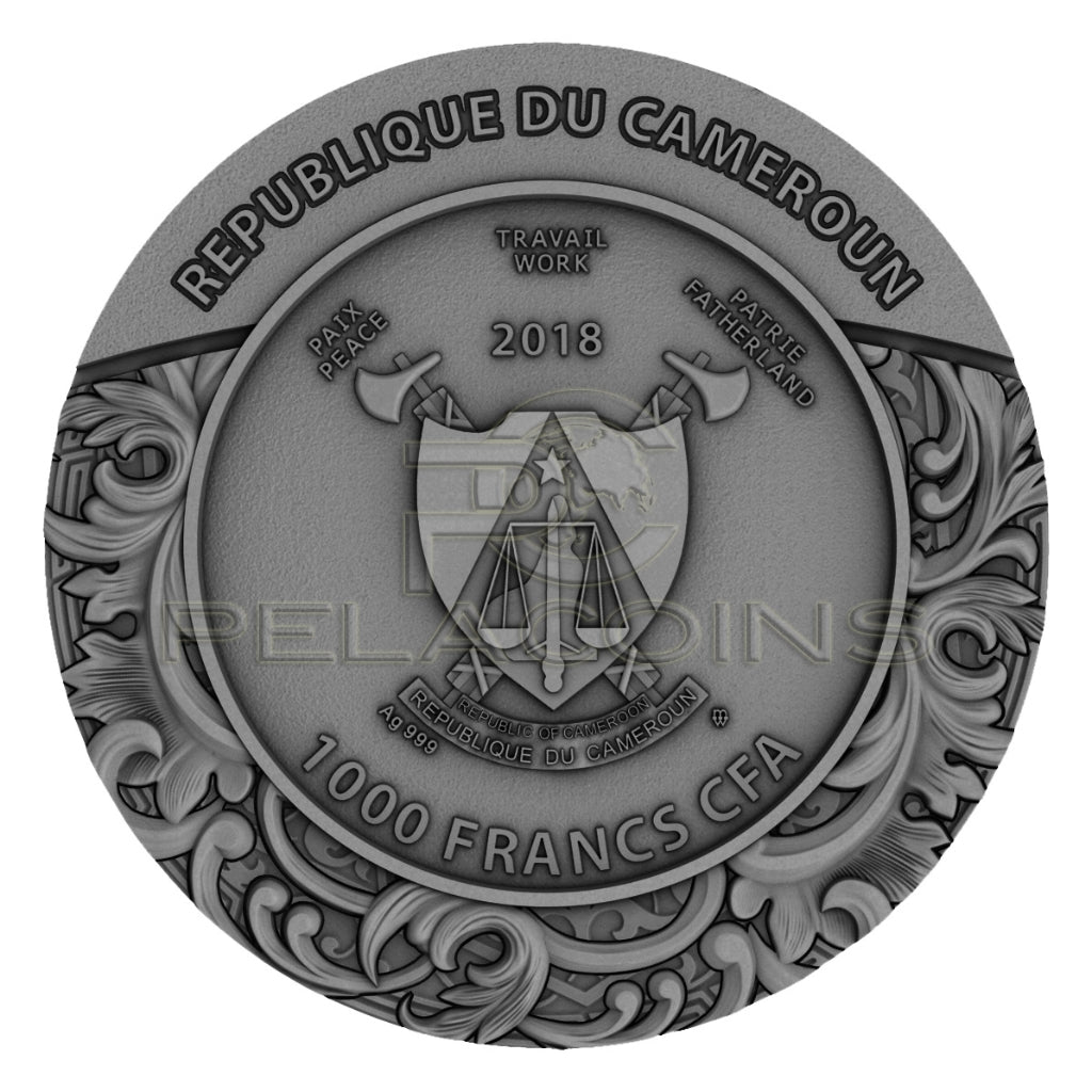 Cameroon 2017 1000 Francs Carved Skull of St. Aloysius Gonzaga 1oz