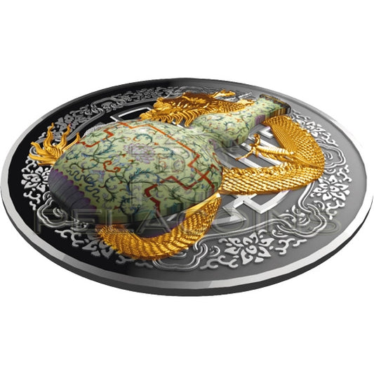 Niue Island 2018 1$ Waza Qianlong ze zdobioną porcelaną