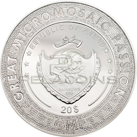 Palau 2018 20$ MONA LISA Monna Leonardo Da Vinci Great Micromosaic Passion 3oz