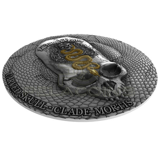 Cameroon 2018 1000 Francs Carved Skull III Clade Mortis Bones 1oz