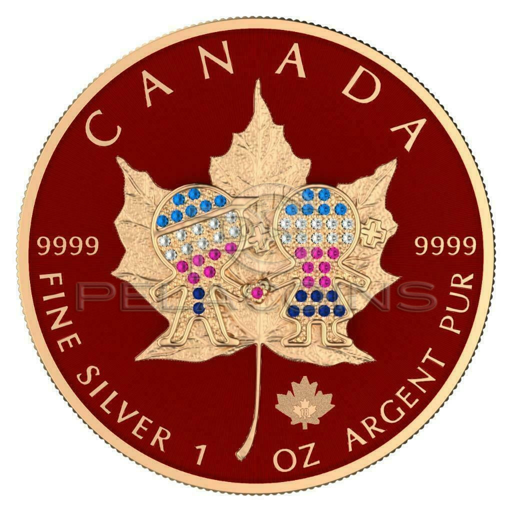Canada 2019 5$ Maple Leaf Valentine\'s Day 1 Oz Silver Coin