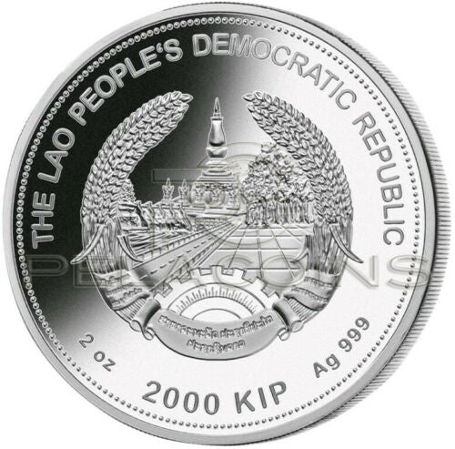 Laos 2020 2000 Kip Lunar Year of the RAT Jade 2oz