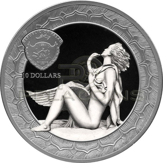 Palau 2019 10$ Leda and Swan 2oz