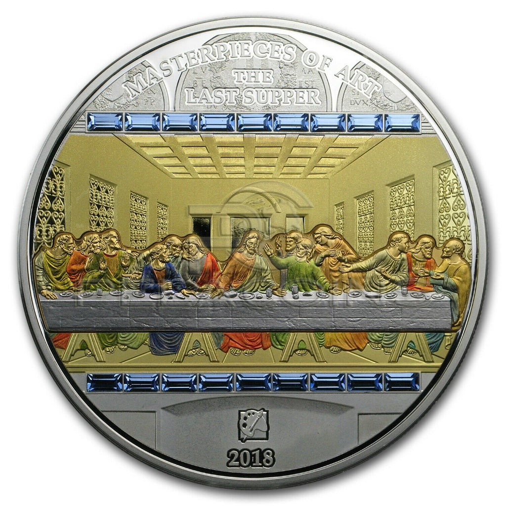 Cook Islands 2018 20$ 3oz Ag + 1/4oz Gold Masterpieces Premium Edition The Last Supper