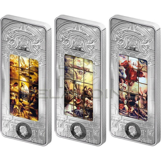 Cook Islands 2017 3 x 20$ Giant Windows of Heaven - Berlin Cathedral 3x3oz Ag