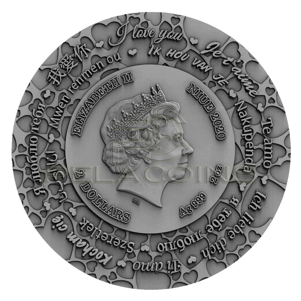 Niue Island 2020 2$ I LOVE YOU Heart 2oz