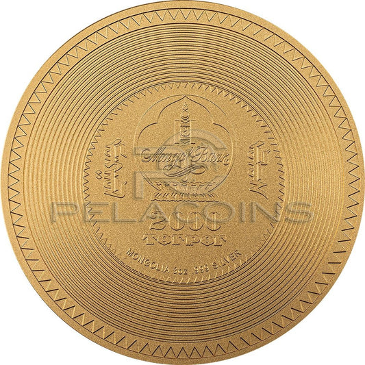 Mongolia 2022 2000 Togrog VAIROCHANA BUDDHA MANDALA Archeology Symbolism Gilded 3oz