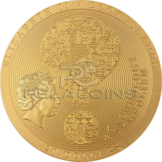 Cook Islands 2023 20$ Antikythera Mechanism Archeology & Symbolism Gilded 3oz