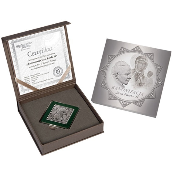 Klipa kanonizacyjna - medal srebrzony i oksydowany