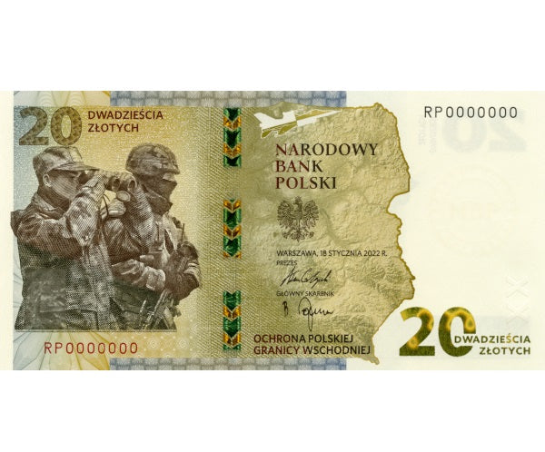20 zł, banknot Ochrona polskiej granicy wschodniej, 2022
